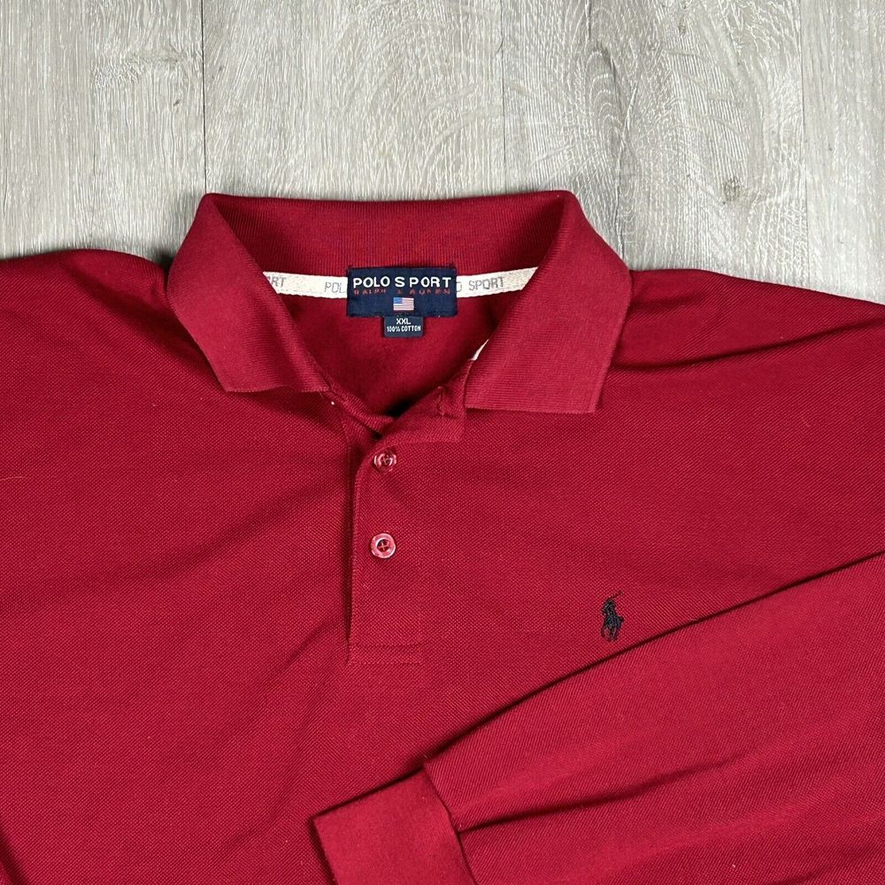 Polo Sport Ralph Lauren Size XXL Red Long‎ Sleeve Polo Rugby Shirt VINTAGE